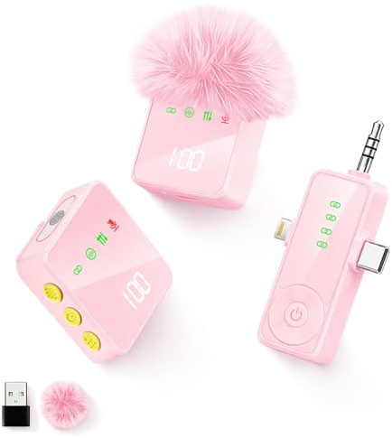 Bayanbulu Microfono Lavalier Wireless per iPad e Smartphone Android – Mini Microfono per Registrazione Video, TikTok, Vlogging e YouTube – Cancellazione del Rumore – Microfono a Clip Plug-and-Play