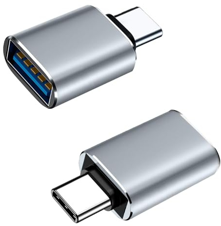 Xeingyee 2 Pack USB-C to USB OTG Adapter, Aluminum Type-C Male to USB Female Converter for MacBook Pro, Galaxy Smartphones & Tablets (Gray)