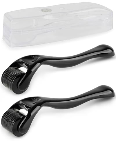 lulir Derma Roller For Hair Growth, 2 Pack Titanium Microneedle Roller for Face, Beard & Body, Micro Needling Roller for Skincare & Beard Care, Men and Women (0.5mm & 1.0mm)