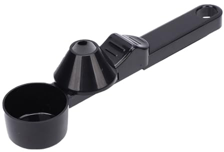 Yanmis Cuchara de café, Taza Reutilizable de 2 Cucharadas de Capacidad con Nivelador y Embudo Integrados, Cuchara Medidora para Polvo de Proteína de café Molido (BLACK)
