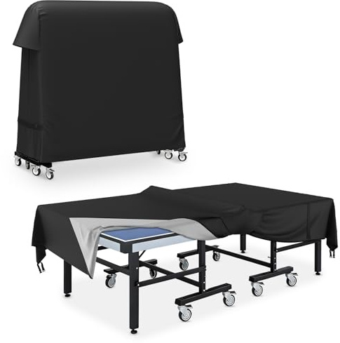 COSHNIBI Ping Pong Table Cover 420D Oxford Fabric,Waterproof Sunproof Indoor & Outdoor Table Tennis Cover,Fit for 9x5 FT Indoor/Outdoor Folding & Flat Tables-Black