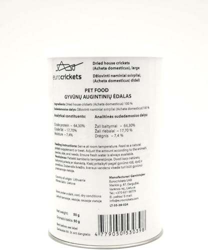 Eurocrickets Comida de insectos secos para reptiles, pájaros, erizos, peces y tortugas, 400 ml (aprox. 50 g)