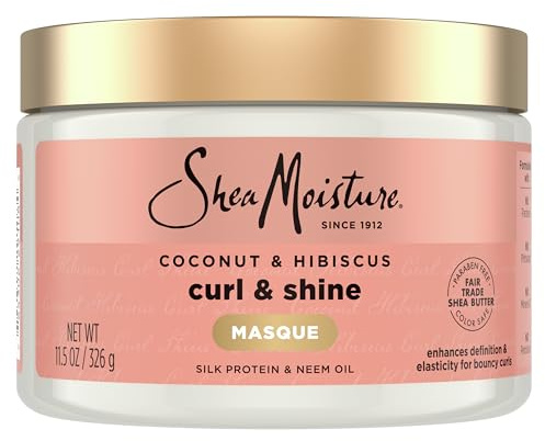 SheaMoisture Hair Mask Coconut & Hibiscus for Dry Curls Hair Mask with Shea Butter 11.5 oz