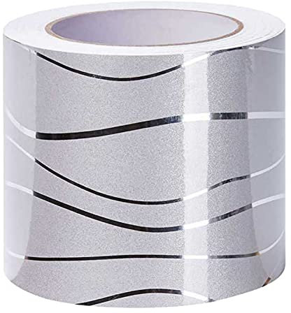 Selbstklebende Bordüre Bronzierende Welle Tapete Bordüren Aufkleber Entfernbare Wandaufkleber Dekoration für Schaufenster Anzeigen Bad Spiegel Küche Fliesen