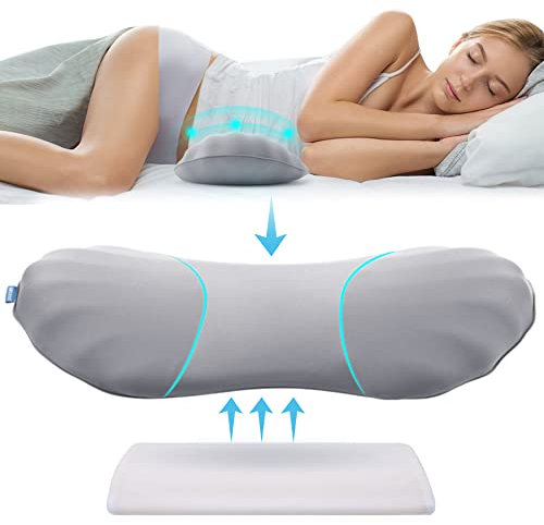 RESTCLOUD, Almohada de apoyo lumbar ajustable para dormir, de espuma viscoelástica para aliviar el dolor de espalda baja, para cama y silla