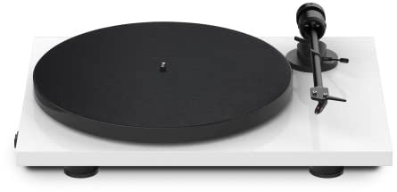Pro-Ject E1 BT, Plug & Play Einsteiger Plattenspieler mit MM Tonabnehmersystem, BT Sender, schaltbarer Phono Vorstufe und elektronischer Geschwindigkeitsänderung (OM5e, Weiß)