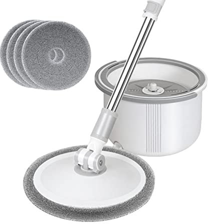 yaoqijie Mop With Spin Bucket Floor Cleaning Easy To Drain Round Washer Squeegee Wiper Spray Self-squeezer All For Home And Kitchen Cube lasting (Color : Within 5 pcs cloth)