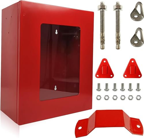 Armoire pour échelle de Secours Incendie Grand - Boîte Rouge pour matériel de Secours Incendie -Crochets pour Couverture Anti-feu et Extincteurs - 36 * 29 * 17 cm - Armoire de Défibrillateur ROUGE