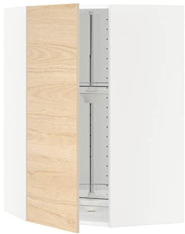 METOD Eckhängeschrank mit Karussell, 68x100 cm, Weiß/Askersund Licht-Esche-Effekt