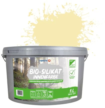Farbklecks24 Bio-Silikat Innenfarbe Color 5L Pastell Gelb, Wandfarbe, Silikatfarbe innen, für Allergiker empfohlen