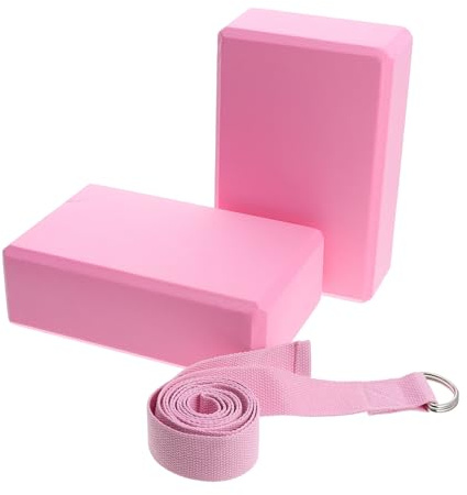 Gogogmee 1set Yoga Completo con Elastici e Mattoncini Kit Fitness per Stretching e Flessibilità Accessori Yoga per Esercizi Casa e Palestra