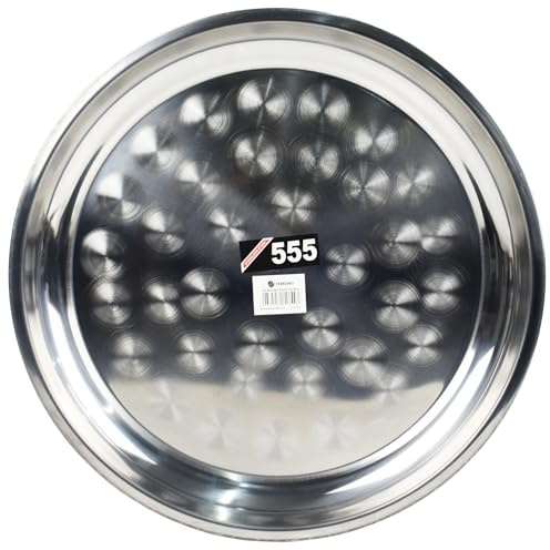 Catergold Stainless Steel Round Serving Tray Plate Food Serveing Catering Restaurant Steel Tray Dinner Platter (40 cm)