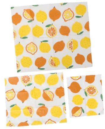 minkissy 3pcs Reusable Beeswax Food Wraps Packing Cloth for Food Preservation Organic Cotton for Restaurants Travel and Camping