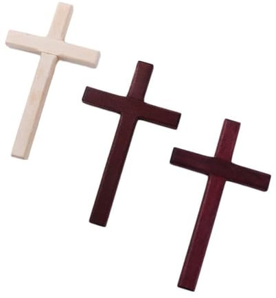 QIBZI Kruzifixe,3 Stück Holzkreuze, religiöse Heimdekoration, Wohnzimmer-Wanddekoration, geeignet für Eingang, Büro, Wohnzimmer