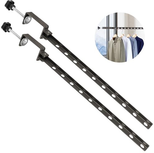 Modixun Clamp-on Clothes Drying Rack, No-Drill Foldable Laundry Clothing Drying Rack Wall Mounted, Indoor Outdoor Balcony Window Firm Steel Laundry Hanger Dryer Rack, 2 Pack