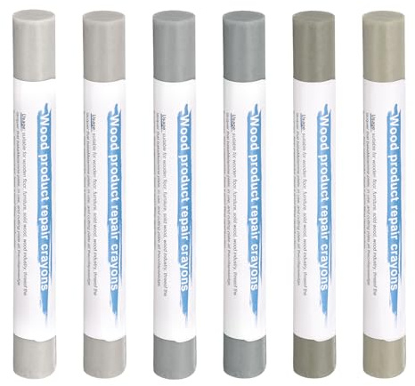 sourcing map Wood Filler Sticks 6 Colors Wooden Wax Touch Up Furniture Repair Crayons for Medium Green, Turquoise, Gray, Khaki, Light Khaki, Titanium White
