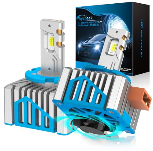 Sycreek Lampadine D5S LED con Ventola,30000LM 6500K Bianco Sostituisci Lampadine allo xeno HID OEM,600% Super Luminose Fari Code e Route,2 Lampade