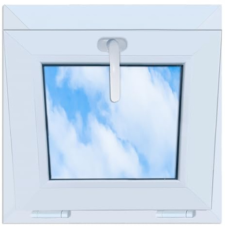 LORAC | Plastfönster vitt 500 x 500 mm, 50 x 50 cm, lutbar, standardfönster med 2-vägs glasning, energibesparande, källarfönster med CE-certifikat, perfekt för vardagsrum och källare