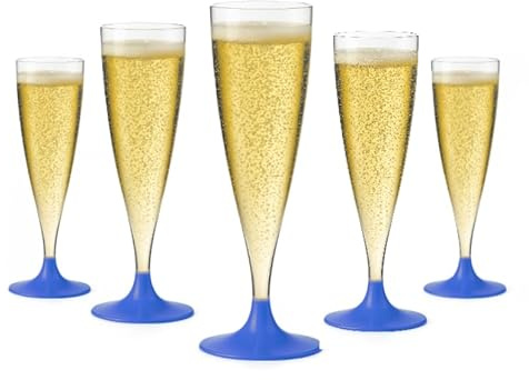 WOOPARTY Set 24 Flute Blu in Plastica - 200 ml | Calici da Spumante Riutilizzabili - Eleganti e Resistenti | Ideali per Festa, Matrimonio, Brindisi, Aperitivo, Eventi - 6,5x17,5 cm