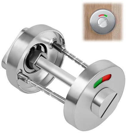 Rosetón de inodoro con indicador de recibo, cerradura de baño con botón giratorio, cerrojo y verde, juego de rosetas de acero inoxidable para baño y aseo, accesorios para puertas de inodoro con