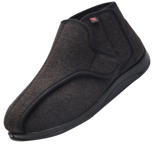 Pantofole Leggere con Strappo Scarpe,per Piedi gonfi,diabetici,Larghi o Alluce,Scarpe da Ginnastica Scarpe Donna e Uomo diabetici con Regolazione.Coffee Color－42