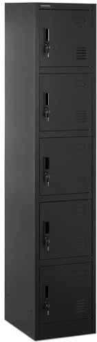 Helloshop26 Casier métallique 5 étagères verrouillable 100 kg tôle d'acier laminé à Froid Anthracite Noir 14_0008547