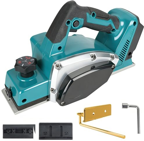 Cepillador de mano inalámbrico sin escobillas para batería Makita de 18 V, ancho de 82 mm, profundidad de cepillado ajustable de 0 a 2 mm, para carpintería y proyectos de bricolaje (batería no