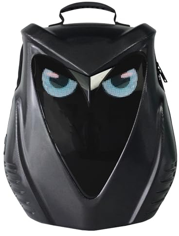 Cuifati LOY EYES LED-ryggsäck, 3D Hardshell-motorcykelryggsäck med Programmerbar Skärm och USB-laddningsport, Vattentät Smart Rider-ryggsäck för 15,6 Bärbar Dator