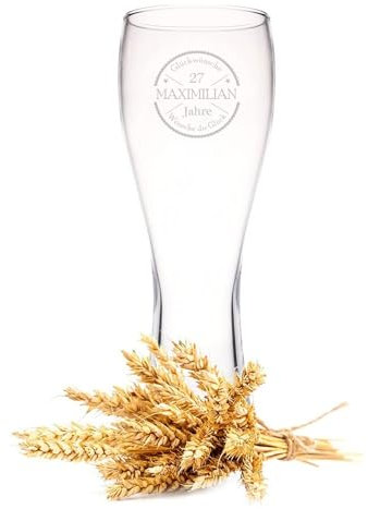 'Leonardo Wheat Beer Glass with Engraved Congratulations Personalised with Name & Age – Gift for Dad Fathers Day Gift 0,5l Beer Glass Wheat Beer Glass 18th 21st 30th 40th 50th 60th 70th 80th 90th