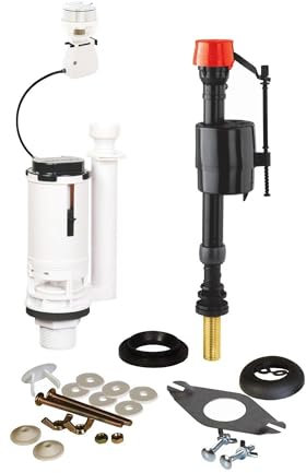 Fluidmaster PROCP002 - Fully Height Adjustable & Flush Valve with Chrome Botton - Universal Cistern Pack - Fixings Included