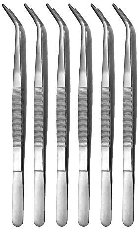 May – Set – 6 x Pinzas técnicas curvadas – 35 cm – Pinzas para modelismo – Pinzas para electricistas – Pinzas industriales – Acero inoxidable