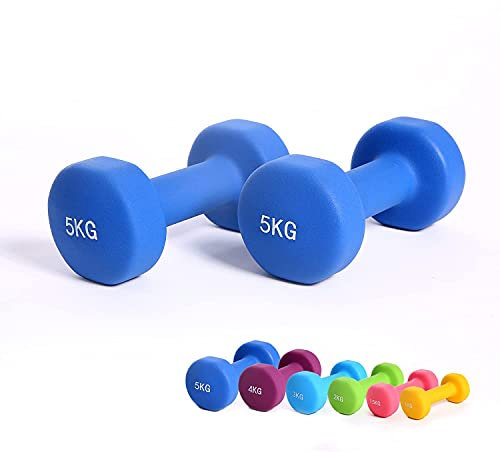 Hansson.Sports Aerobic Hantel Gymnastikhanteln Neopren Hantel Hantelgewicht Paar (2 x 5 Kg Azurblau)