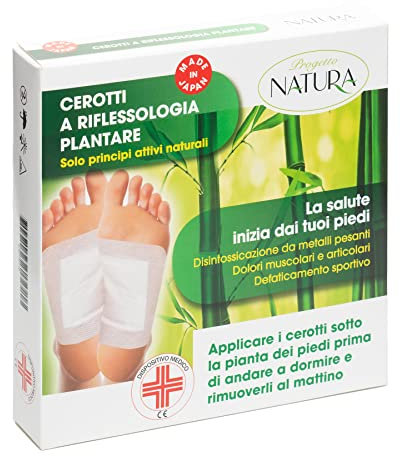 PROGETTO NATURA - Cerotti Detox a riflessologia Plantare - Cerotti Disintossicanti Piedi - Rimozione di Tossine, Riduzione di Dolori Muscolari e Articolari, Defaticamento Sportivo - 5 cerotti
