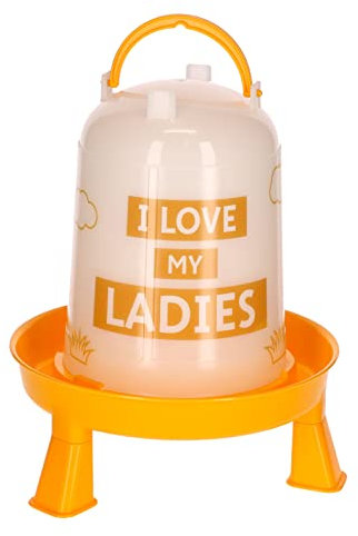 Kerbl Kunststoff-Tränke mit Füßen mit Griff und Bajonettverschluss, für Geflügel (Küken/Hühner/Enten) Orange (3,0 l)