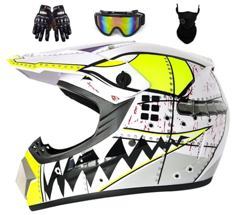 Casco de motocross para niños y adultos, casco de cross de montaña, casco de moto para adulto, protección Enduro para moto Chopper Quad casco de moto para hombre y mujer ( Color: negro - D