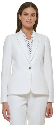Tommy Hilfiger Damen One Button Blazer Business Jacke mit schmeichelnder Passform und Einknopf, Elfenbein, 42