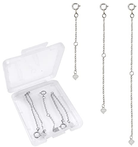 TOAOB 3 Piezas Cadena de Extensión de Plata de Ley 925 Extensor de Collar para Collares y Pulseras 5cm 8cm 10cm para Fabricación de Joyas