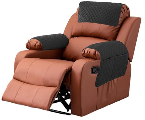 MEMOFYND 1 Satz mit 3 Stück Sofa-Armschutz, Stuhl-Armschutz, Sofa-Stuhl-Armkissen, Liege-Kopfstützenbezug, Arm-Arm-Stuhl-Bezug (schwarz)
