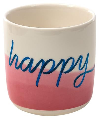 moses. Taza de café Happy de cerámica moderna sin asa, con impresión interior y exterior, taza de cerámica con degradado Dipdye, apta para lavavajillas y microondas, 300 ml