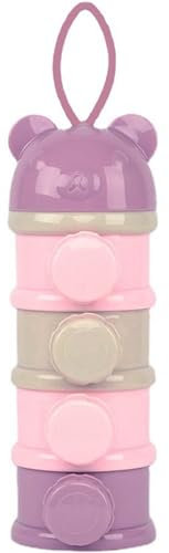 Tbczvx Milk Formula Powder Pots, Pink Portable 4-Layer Storage Container, Baby Food & Snack Dispenser, Small, Playful & Functional