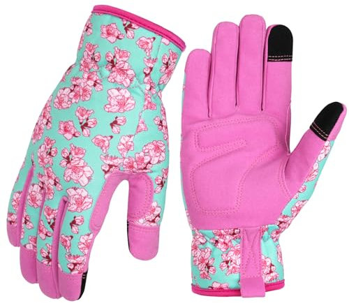 Ainiv Damen Rosenhandschuhe, Gartenhandschuhe mit Touchscreen, Frauen Gartenhandschuhe für Hof, Reinigung, Gartenarbeit, Landschaftsbau, Pflücken, Pflanzen - Rosa, M