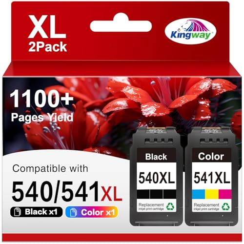 540XL 541XL Cartouches d'encre Compatible avec Canon PG-540 XL CL-541XL pour Canon TS5150 PIXMA TS5150 MG3650s MG3650 MG3600 MG3350 TS5100 TS5151 MX535 MX475(Noir,Couleur,2 Pack)