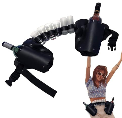 Fondina per cintura di birra – regolabile in pelle con portabottiglie d'acqua e borsa, 190 g, per esterni, per escursioni, uomini e donne