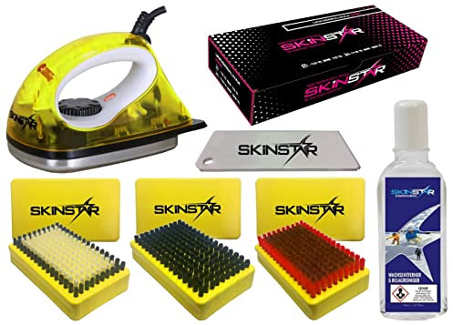 SkinStar Starter Ski Wachs Set, Wachsbügeleisen, Bürsten, Wachs, Reiniger 7-teilig