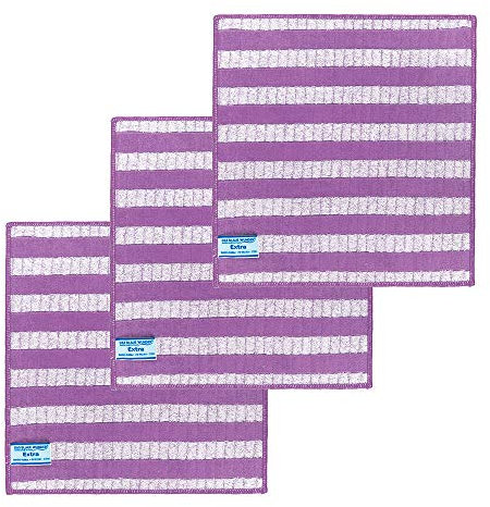 Das Blaue Wunder Extra Spültuch 30cm x 30cm (3er-Set, Flieder), Spültuch mit Bambusfasern, Reinigungstuch zum Putzen und Trocknen, extrem saugfähig und schnelltrocknend