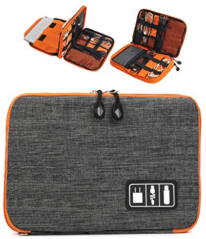 Electronics Accessories Organizer Bag, Cable Organiser Bag Waterproof/Wear-resistant for Travel/USB Cable Drive/Headphone/Power Bank(Gray)