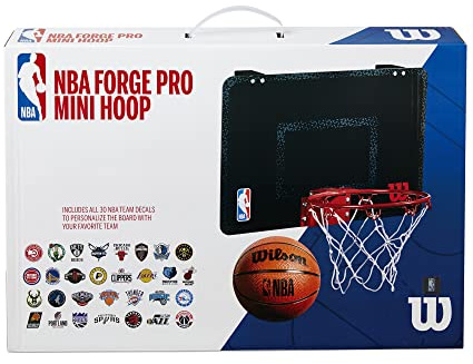 Wilson Mini-Basketballkorb NBA Forge PRO Mini Hoop, Inkl. Sticker Aller Teams, 46 x 28 cm Brettgröße, Schwarz