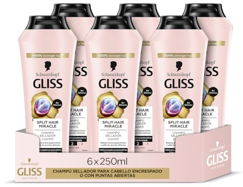 Gliss Split Hair Miracle Versiegelungsshampoo für offenes und krauses Haar, 6 Stück, 250 ml (1500 ml) – Versiegelungsreihe