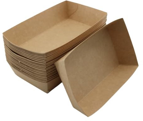 Enpack Snackschale A14-500 Stück Snackschalen aus Kraftpapier - Snack Box 16x11x4 cm - Currywurst Schale 500 ml - Behälter für Tapas, Chips, Pommes etc. - optimal geeignet als Fingerfood Schalen