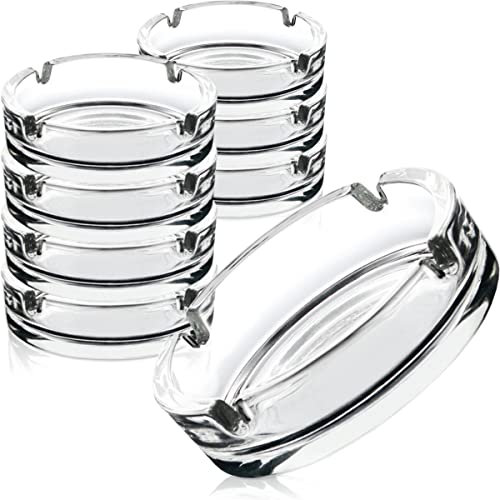 12x Aschenbecher aus robustem Glas Ø 10,5 cm Glasaschenbecher rund Tischaschenbecher (12)